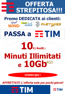 Read more about the article Passa a TIM: 10€, min. illimitati e 10Gb